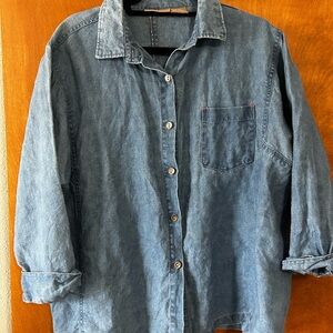 Women's Classic Blue Denim Button Down Shirt